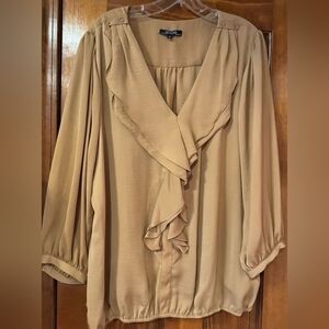 Apt. 9 Tan Ruffle Blouse